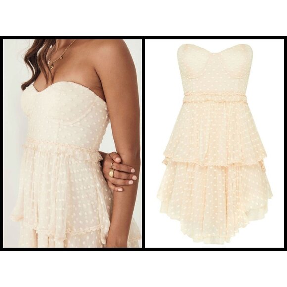 💕SPELL GYPSY X FREE PEOPLE💕 Mira Bustier RaRa Dress Ivory Small S NWT - Picture 3 of 14